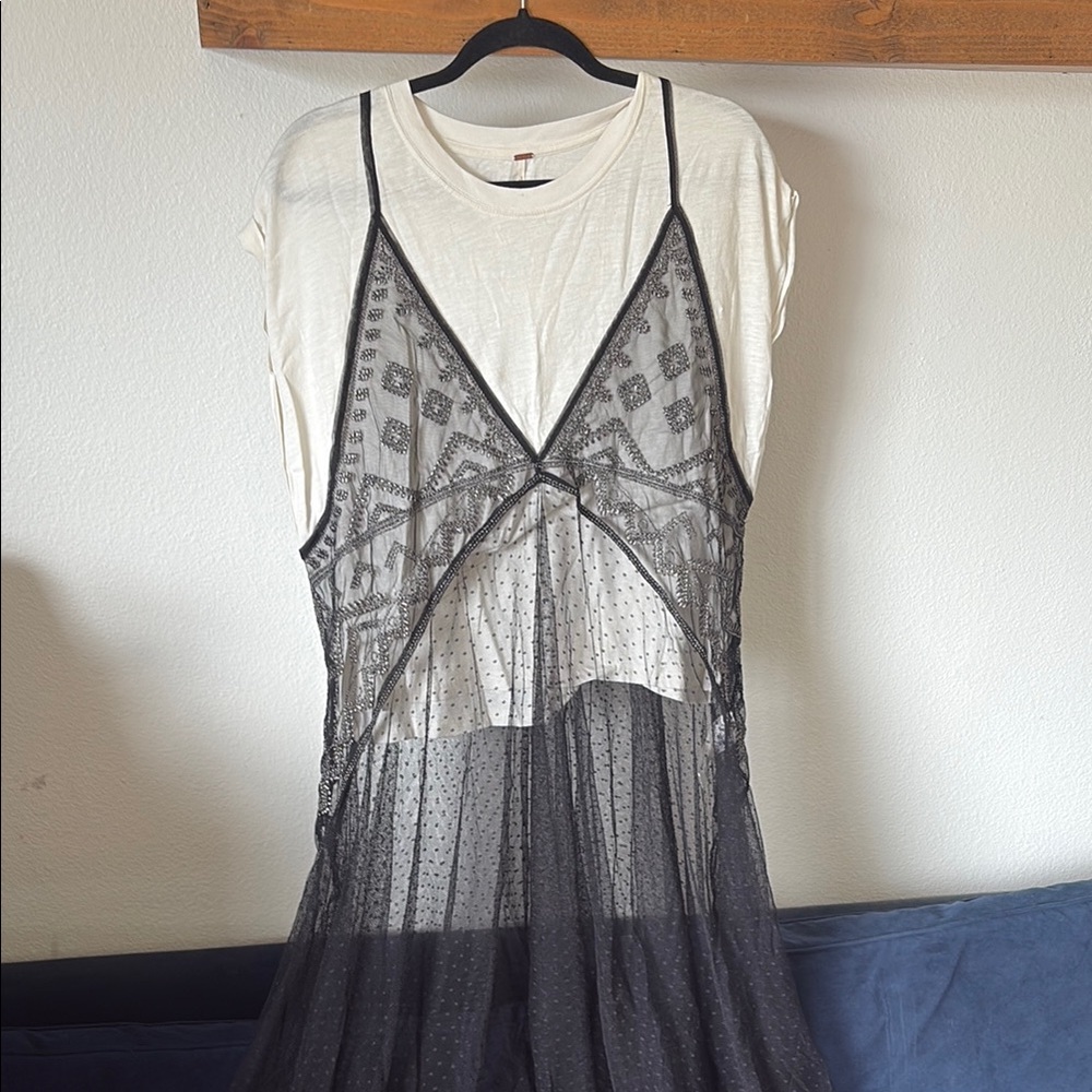 Free People Black Sheer Chemise